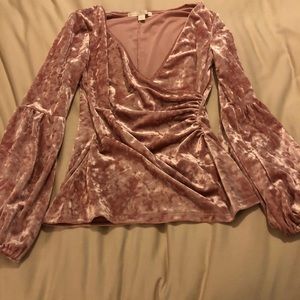 Crushed Pink Velvet Long Sleeve Top